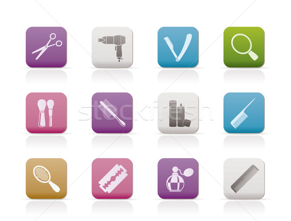 cosmetic, make up and hairdressing icons Stock photo © stoyanh