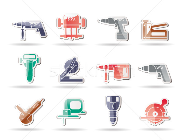 [[stock_photo]]: Bâtiment · construction · outils · icônes · vecteur