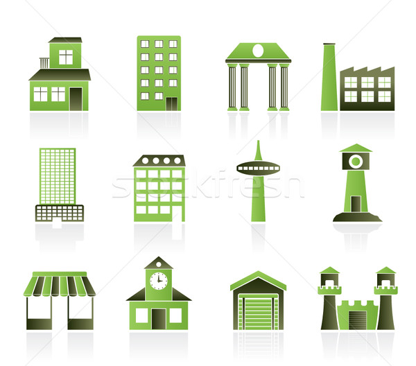 Verschillend gebouw stad iconen vector Stockfoto © stoyanh
