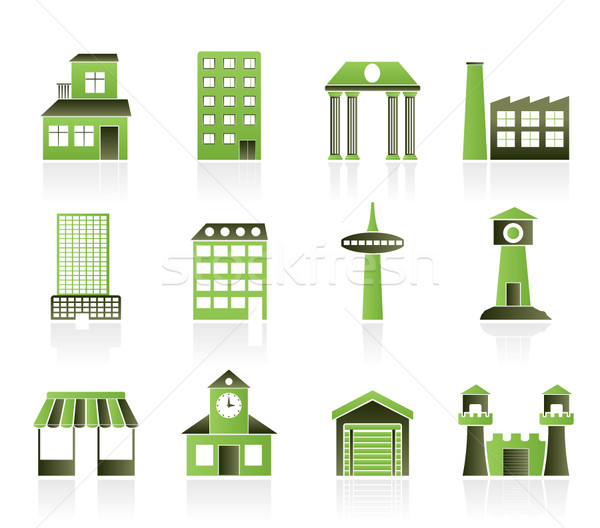 [[stock_photo]]: Différent · bâtiment · ville · icônes · vecteur