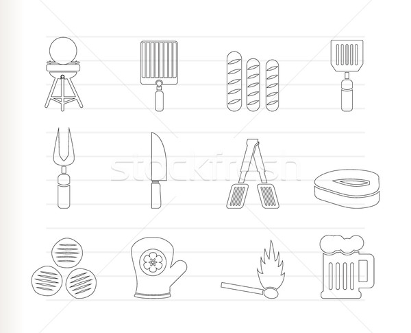 picnic, barbecue and grill icons Stock photo © stoyanh