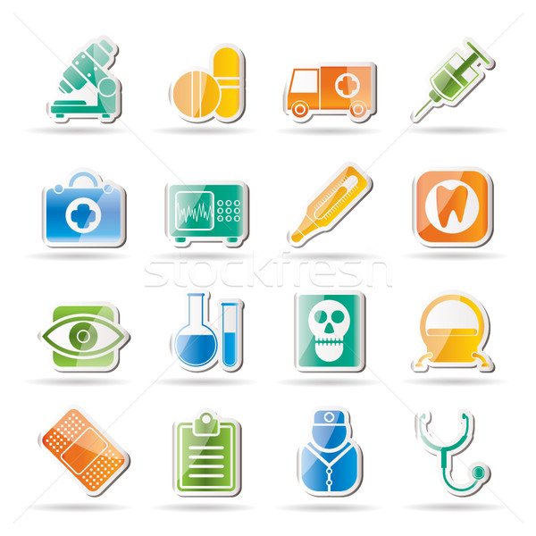 Foto stock: Médico · hospital · ícones · vetor