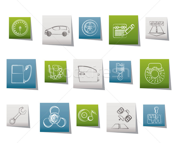 car parts, services and characteristics icons Stock photo © stoyanh