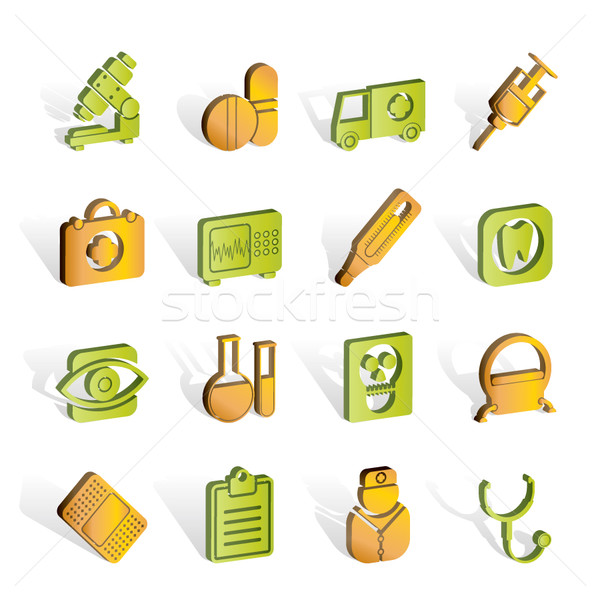 medical, hospital and health care icons  Stock photo © stoyanh