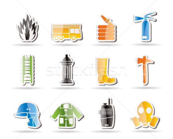 Simple fire-brigade and fireman equipment icon  Stock photo © stoyanh