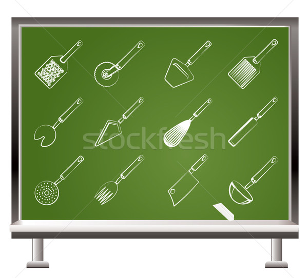 Stock photo: different kind of kitchen accessories and equipment icons 