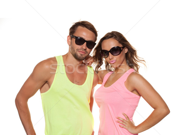 young casual couple with sunglasses Stock photo © stryjek