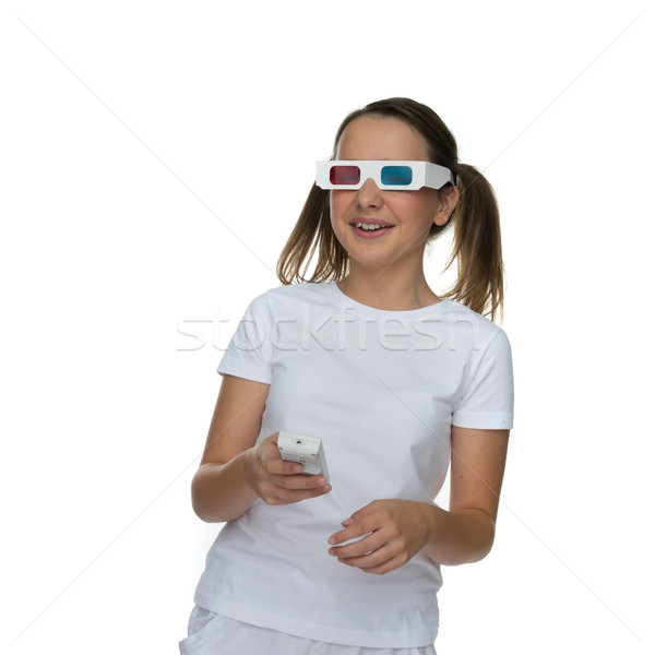 Young girl wearing 3d glasses Stock photo © stryjek