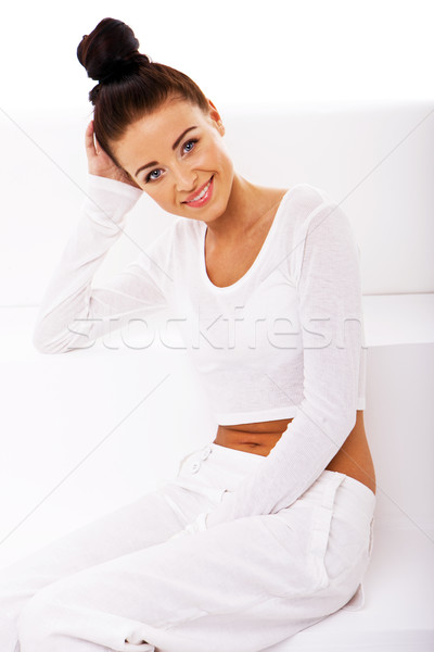 Hölgy fehér egészség jólét mosolyog elegáns Stock fotó © stryjek