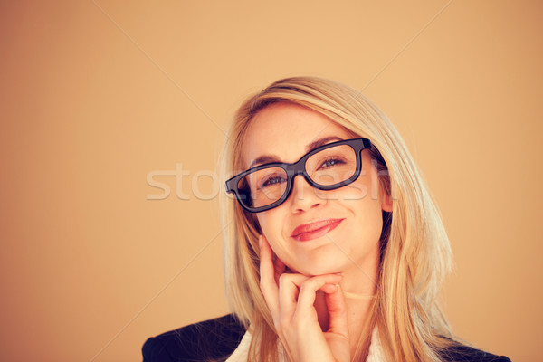 Femeie de afaceri placere atractiv ochelari lumina Imagine de stoc © stryjek