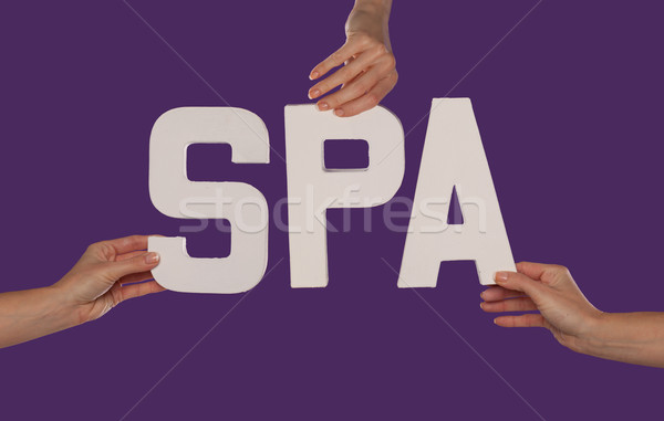 Alb alfabet ortografie spa in sus violet Imagine de stoc © stryjek