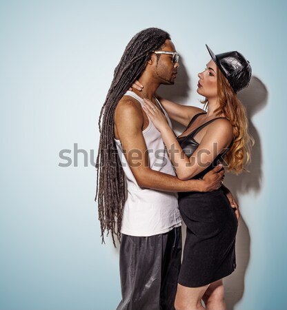 Intime couple baiser plage métis [[stock_photo]] © stryjek