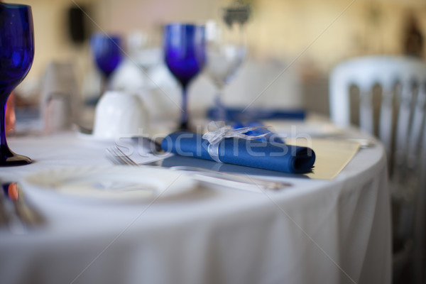 Blue serviette detail on a wedding table Stock photo © stryjek