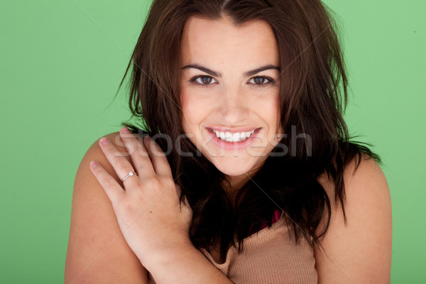 Sorridente mulher jovem retrato alegre naturalismo olhando Foto stock © stryjek