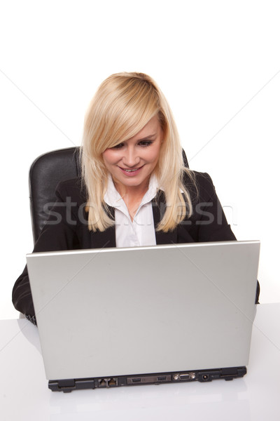 Wirksam Geschäftsfrau arbeiten Laptop Brillen Stock foto © stryjek