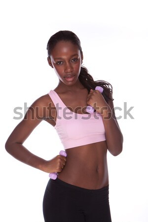 African Americal Woman Lifting Weights Stock photo © stryjek
