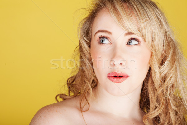 woman with long curly hair Stock photo © stryjek