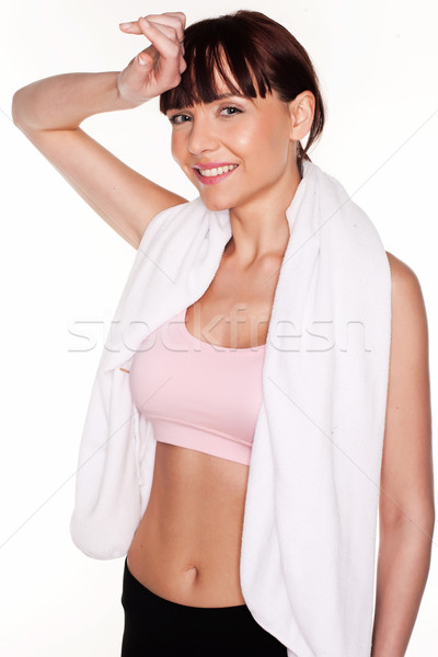 женщину исчерпанный спортивный спортивная одежда Сток-фото © stryjek