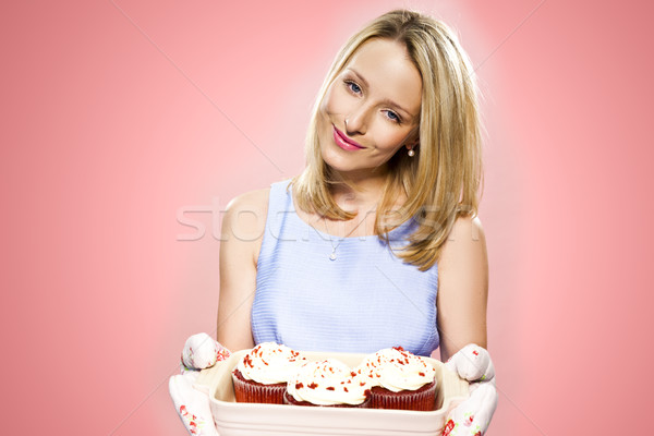 No descripción alimentos postre sonriendo hermosa Foto stock © stryjek