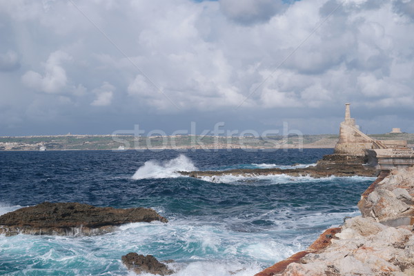 Rocky coastal inlet with breaking waves Stock photo © stryjek