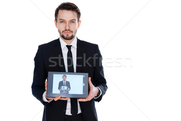 Man displaying a handheld tablet computer Stock photo © stryjek