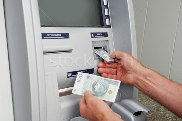 hand of a man using banking machine Stock photo © stryjek