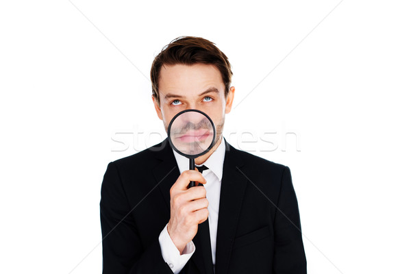 Stock photo: Businessman with a magnified smile