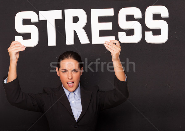 Kobieta interesu słowo stres zły atrakcyjny Zdjęcia stock © stryjek