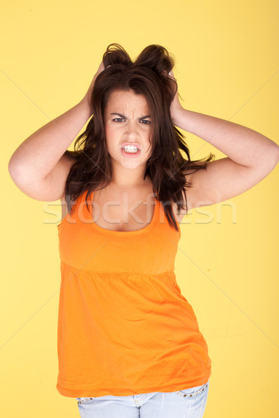 Woman Tearing Her Hair Out In Frustration Stock photo © stryjek