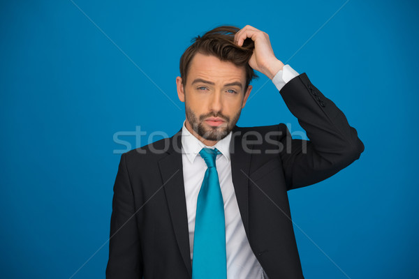 Stockfoto: Portret · knap · zakenman · Blauw · business · glimlach