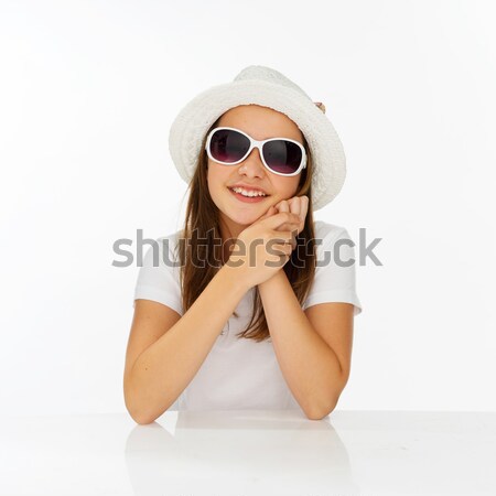 Thoughtful young girl in a fashionable outfit Stock photo © stryjek