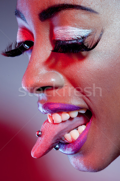 African Model With Tongue Piercing Stock photo © stryjek