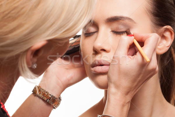Piękna stylista makijaż młodych model Zdjęcia stock © stryjek