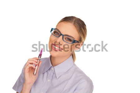 happy woman smoking e-cigarette Stock photo © stryjek