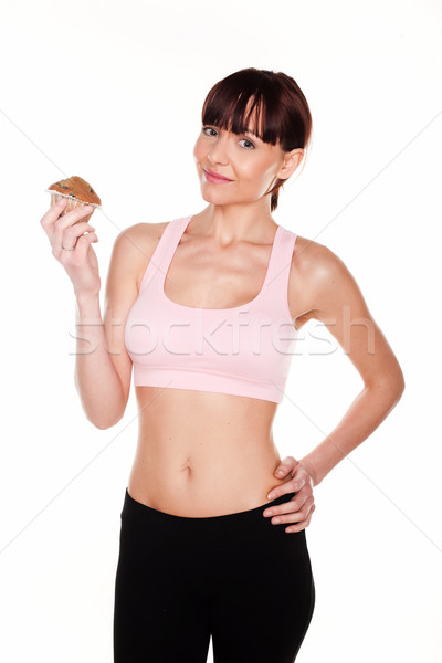 Atléta tart muffin csinos fiatal női Stock fotó © stryjek