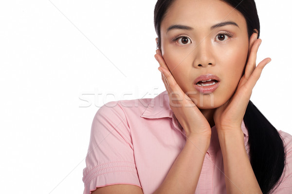 Asian woman reacting in shock Stock photo © stryjek