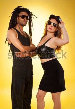 Stock photo: Beautiful mixed couple in loving embrace