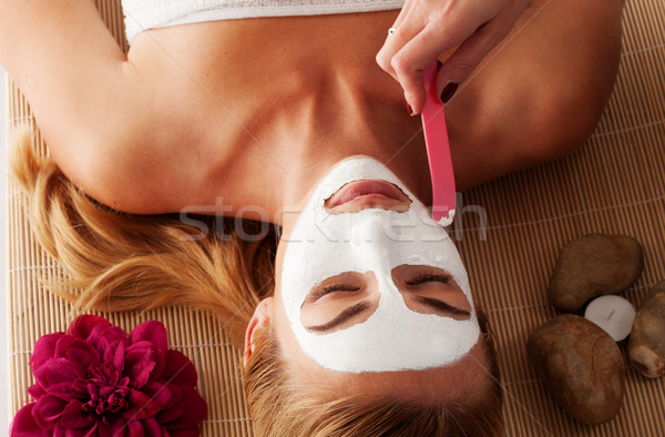 Beautiful woman having a face mask Stock photo © stryjek