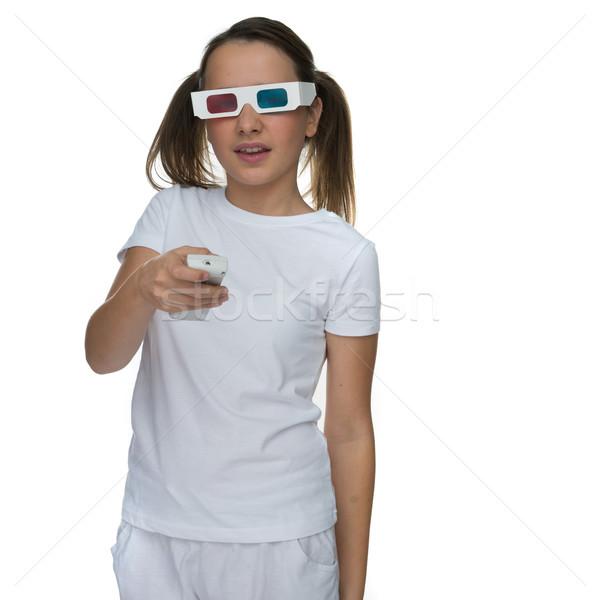 Young girl wearing 3d glasses Stock photo © stryjek