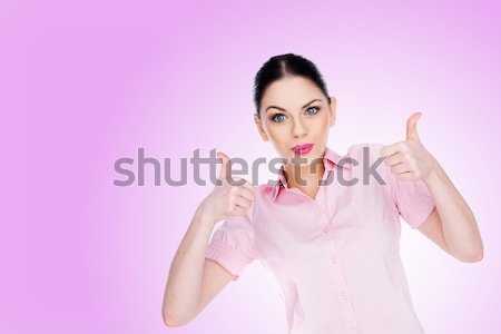 熱狂的な 若い女性 美しい ジェスチャー 承認 ストックフォト © stryjek