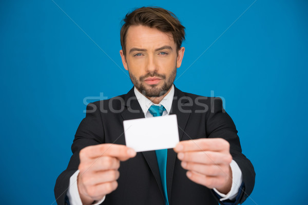 Guapo empresario tarjeta de visita azul negocios Foto stock © stryjek