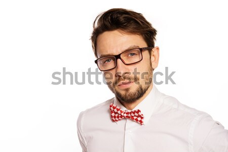 Geschäftsmann tragen rot weiß Fliege Stock foto © stryjek
