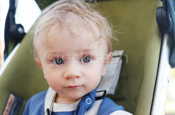 Close up Cute White Baby Boy on a Stroller Stock photo © stryjek