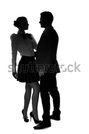 Loving young couple in silhouette Stock photo © stryjek