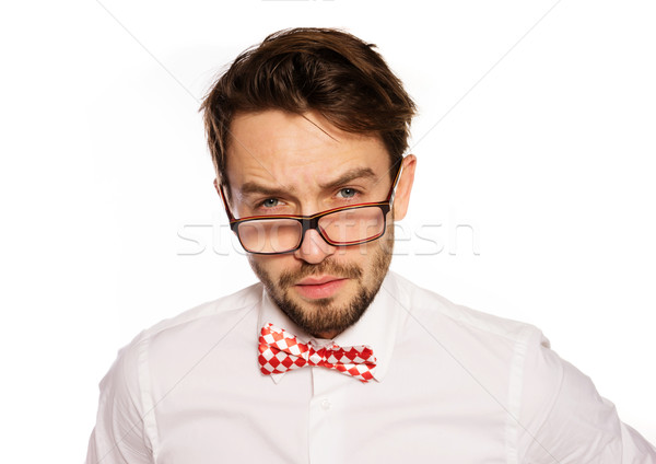 Old-fashioned nerdy businessman Stock photo © stryjek