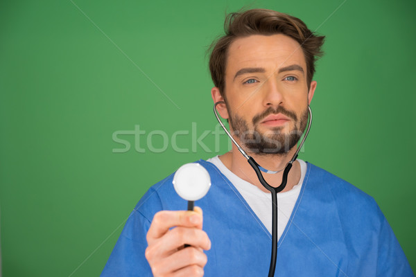 Stock photo: Anaesthetist or doctor holding a stethoscope