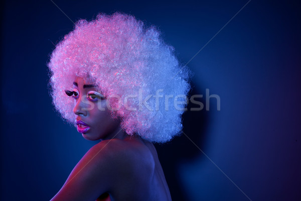 アフリカ モデル アフロ かつら 魅力的な 創造 ストックフォト © stryjek