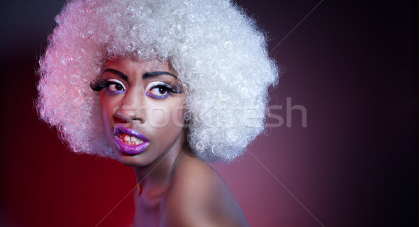 Africano modelo peruca grande branco Foto stock © stryjek
