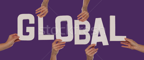 Alb alfabet ortografie la nivel mondial in sus violet Imagine de stoc © stryjek