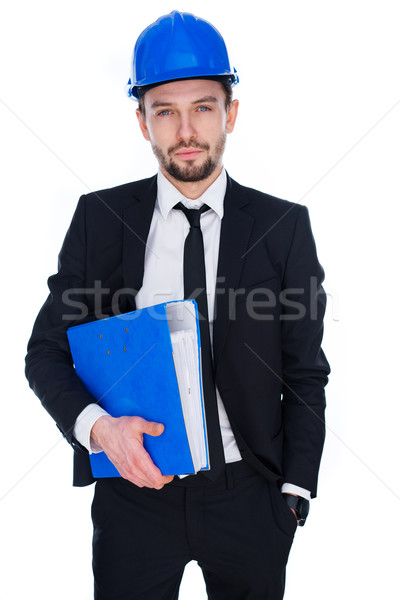 Architect or structural engineer wearing a hardhat Stock photo © stryjek